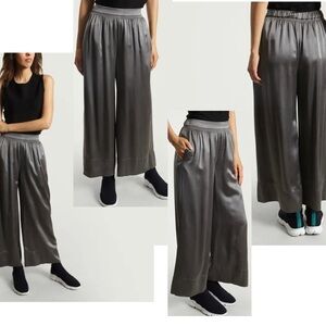 THEORY Womens Gray Silk Smocked Gathered Pull-on Culottes Sz S